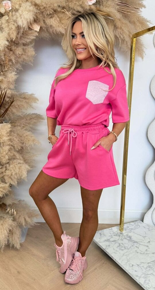 BESTY GLITTER POCKET SET FUCHSIA