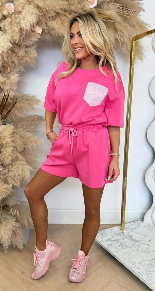 BESTY GLITTER POCKET SET FUCHSIA