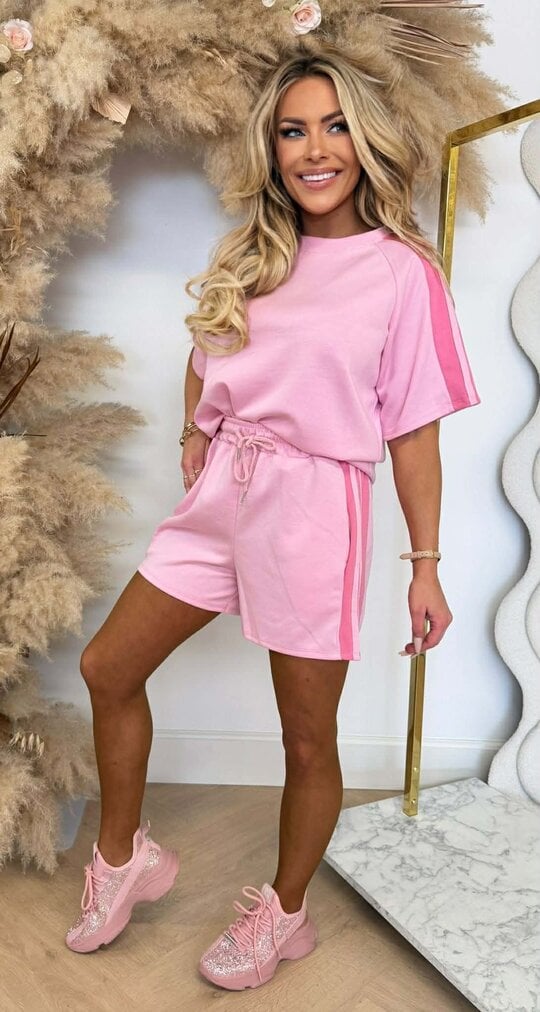 MUSTHAVE STRIPE SHORT SET PINK MUSTHAVE STRIPE SHORT SET PINK