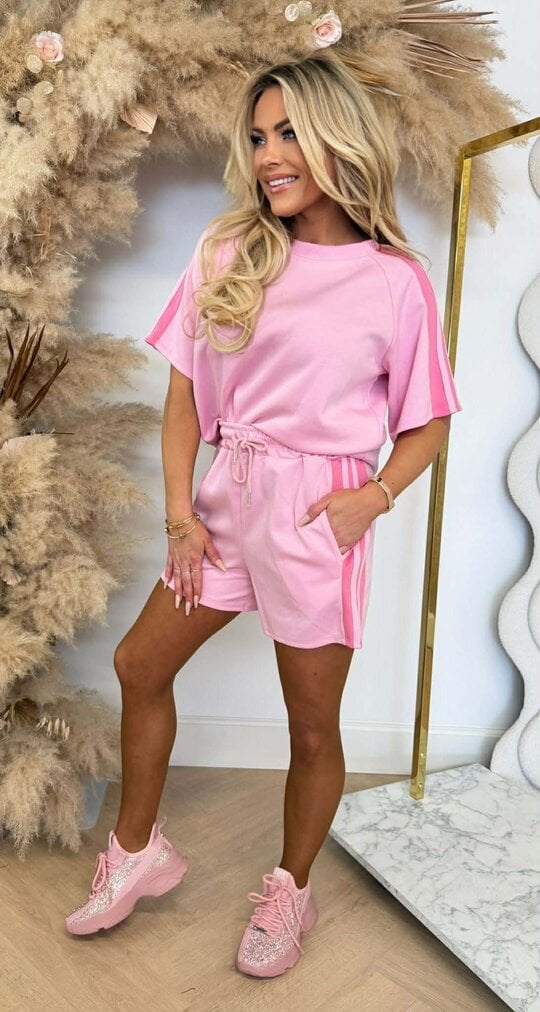 MUSTHAVE STRIPE SHORT SET PINK MUSTHAVE STRIPE SHORT SET PINK
