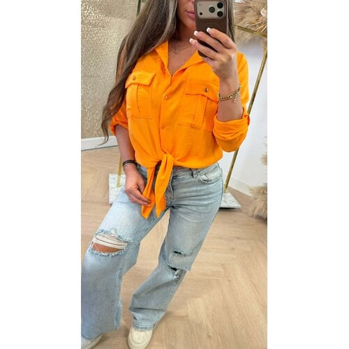 LARIS KNOOP BLOUSE NEONORANGE