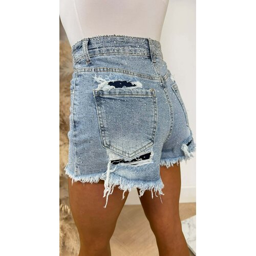 GLITTER RUFFLE SHORT 1940 DENIMBLUE