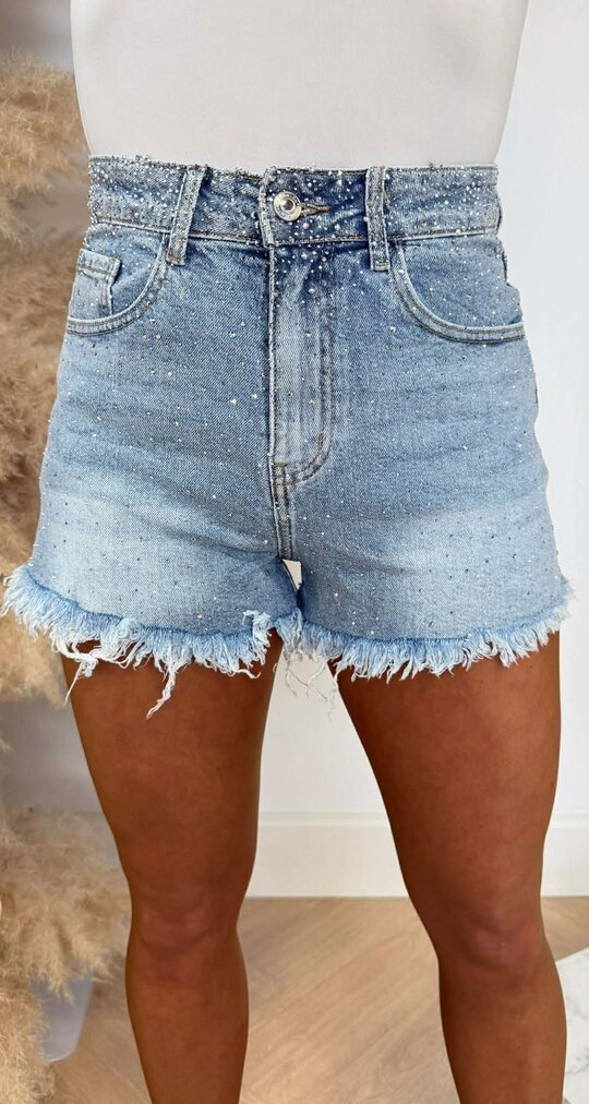 GLITTER RUFFLE SHORT 1940 DENIMBLUE