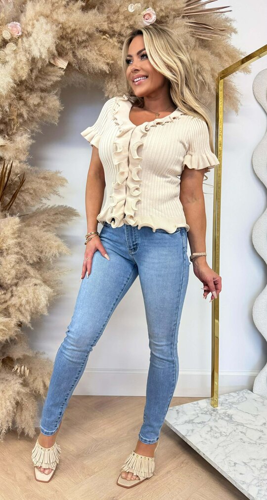 MONICA RUFFLE TOP 9535 BEIGE MONICA RUFFLE TOP 9535 BEIGE