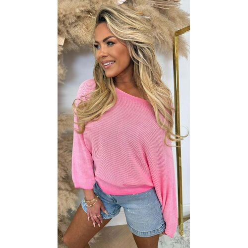 LIES BASIC RIBBEL TOP NEONPINK