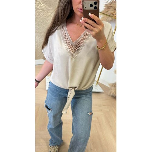 SANDY LOOSE FIT V TOP TAUPE