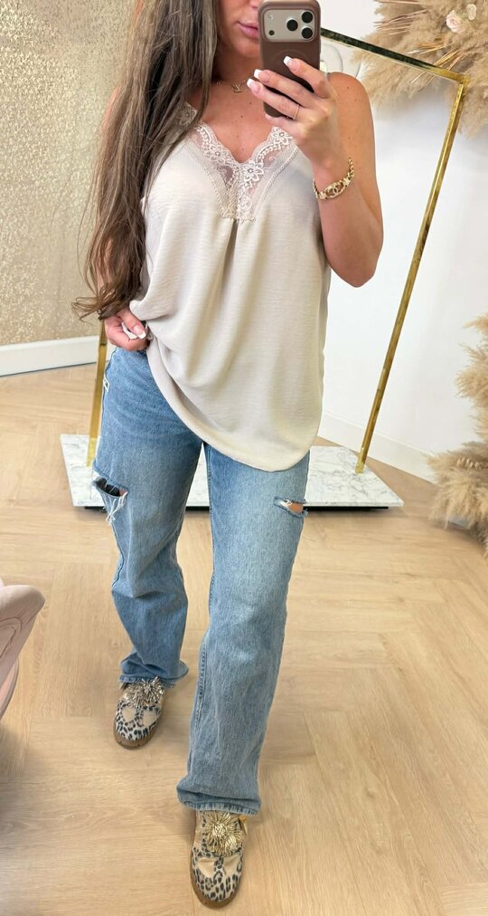 MILS ELEGANT LACE TOP BEIGE MILS ELEGANT LACE TOP BEIGE