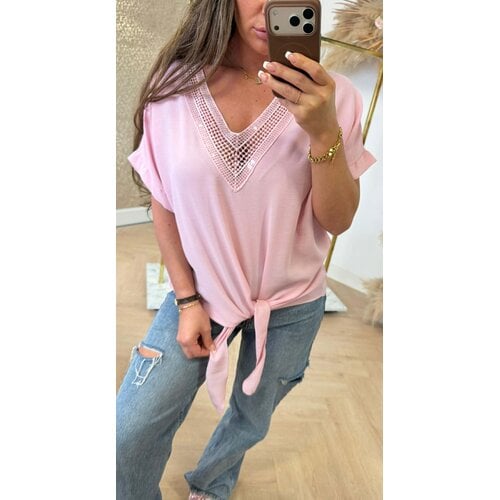 SANDY LOOSE FIT V TOP PINK SANDY LOOSE FIT V TOP PINK