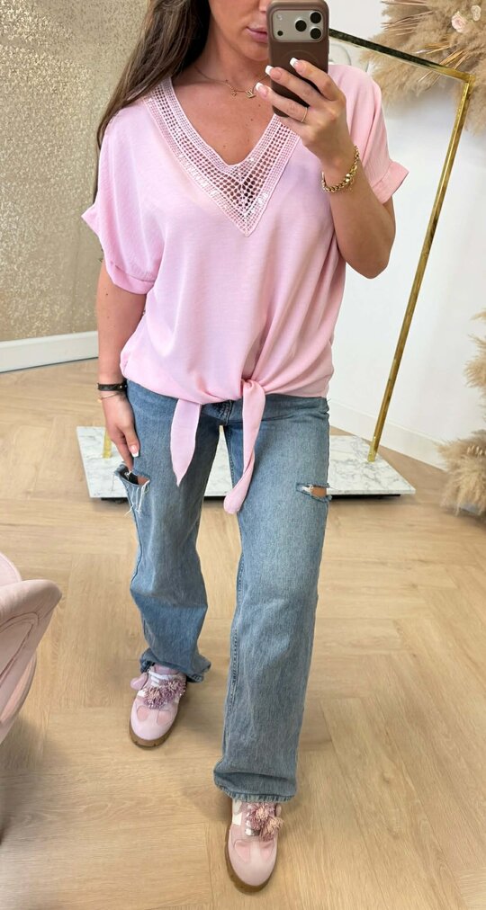 SANDY LOOSE FIT V TOP PINK