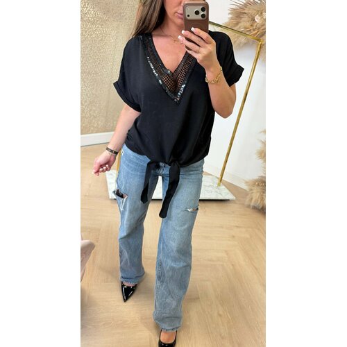 SANDY LOOSE FIT V TOP BLACK