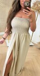 FOLDED STRAPLESS JUMPSUIT BEIGE FOLDED STRAPLESS JUMPSUIT BEIGE