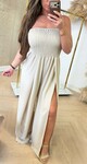 FOLDED STRAPLESS JUMPSUIT BEIGE FOLDED STRAPLESS JUMPSUIT BEIGE