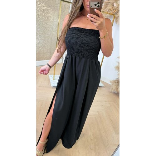 STRAPLESS FOLDED JUMPSUIT BLACK