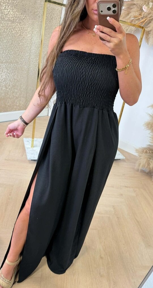 STRAPLESS FOLDED JUMPSUIT BLACK