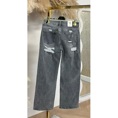 WIDE LEG GLITTER POCKET JEANS G106Y GREY