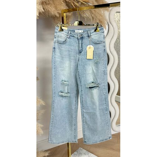 DESTROYED WIDE LEG JEANS 3370-2 DENIM