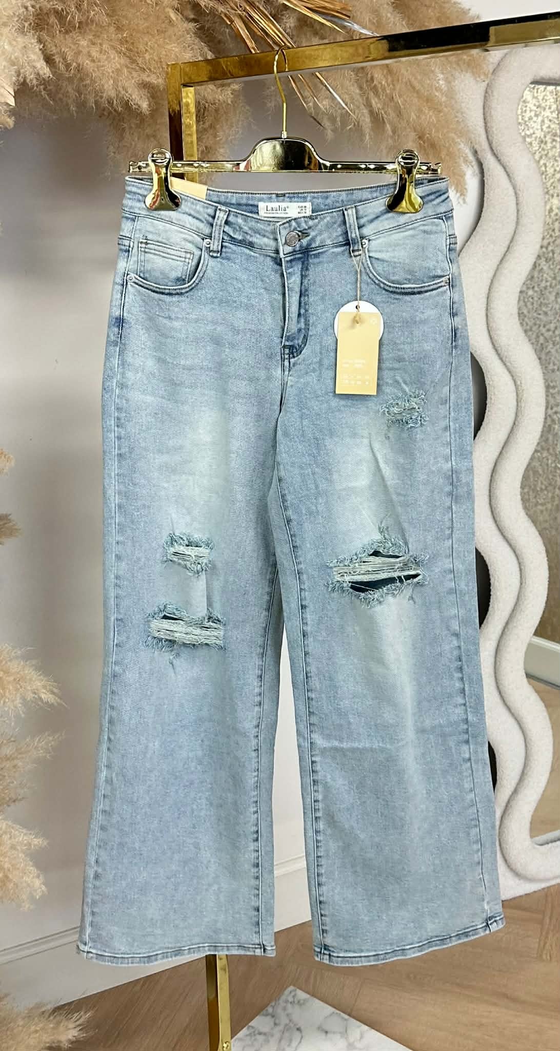 DESTROYED WIDE LEG JEANS 3370-2 DENIM