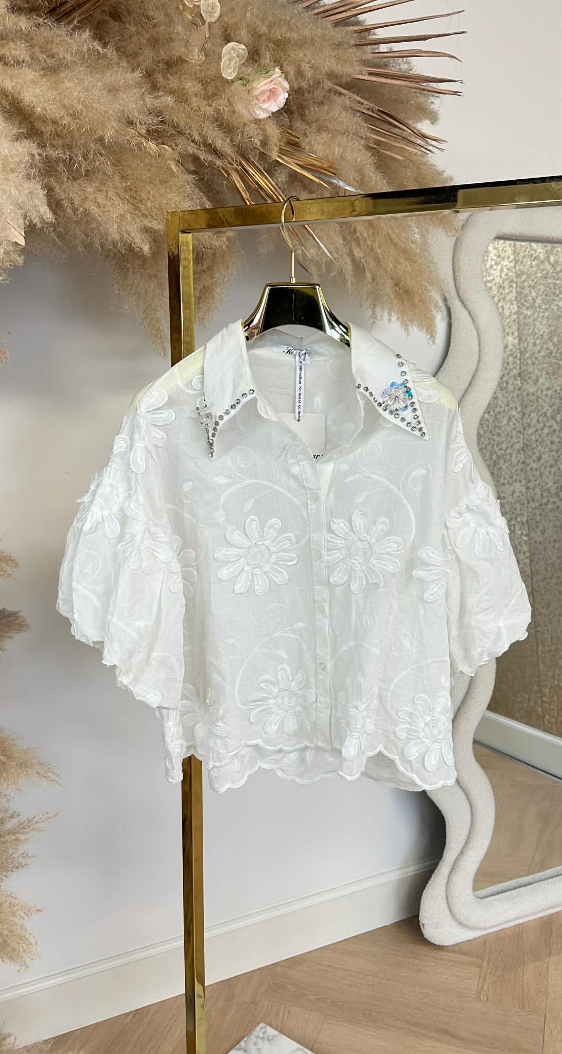FASHIONISTA FLOWER BLOUSE WHITE
