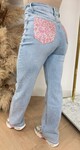 SUPER STRETCH WIDE LEG LEO GLITTER POCKET JEANS 1578-1 PINK