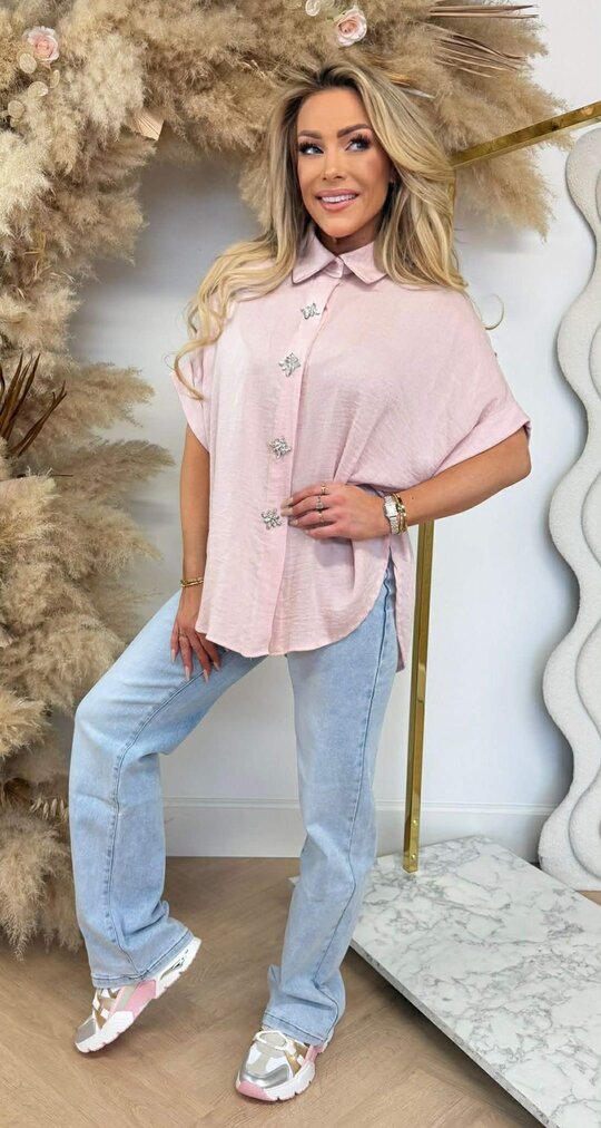 LOOSE FIT BUTTONED BLOUSE LIGHTPINK