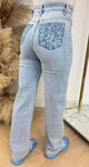 SUPER STRETCH WIDE LEG LEO GLITTER POCKET JEANS 1578-5 BLUE