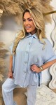 LOOSE FIT BUTTONED BLOUSE ICEBLUE