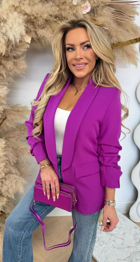 MUSTHAVE CROPPED MOUW BLAZER AUBERGINE