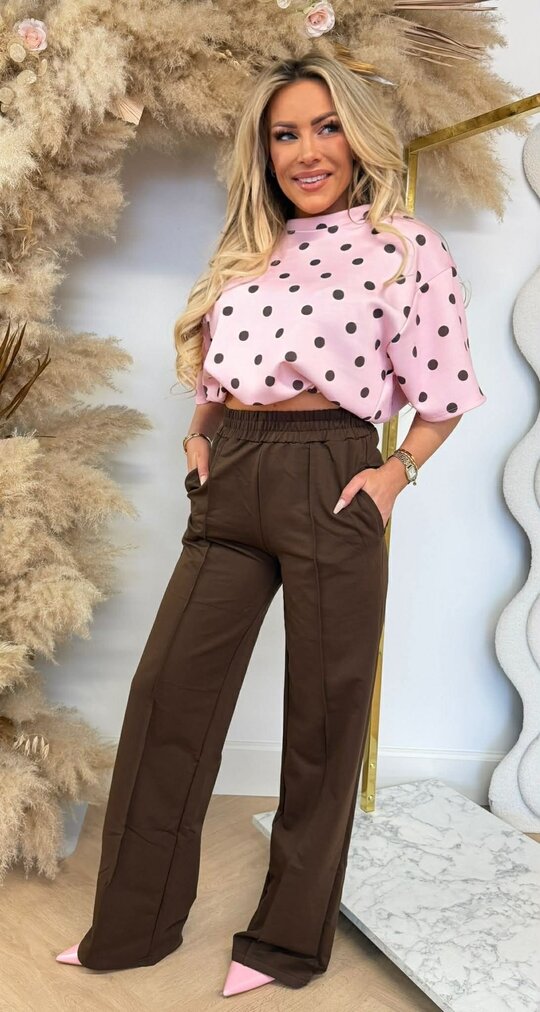 DOTTY CROPPED TOP PINK
