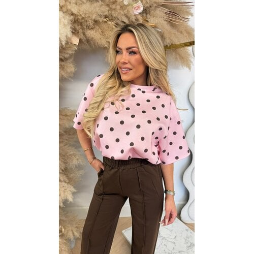 DOTTY CROPPED TOP PINK
