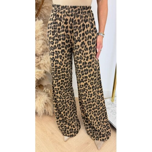 COTTON LEOPARD PANTS TAUPE