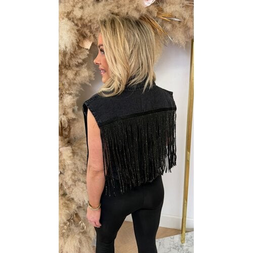 FRINGE DENIM GILET 745 BLACKCOATING