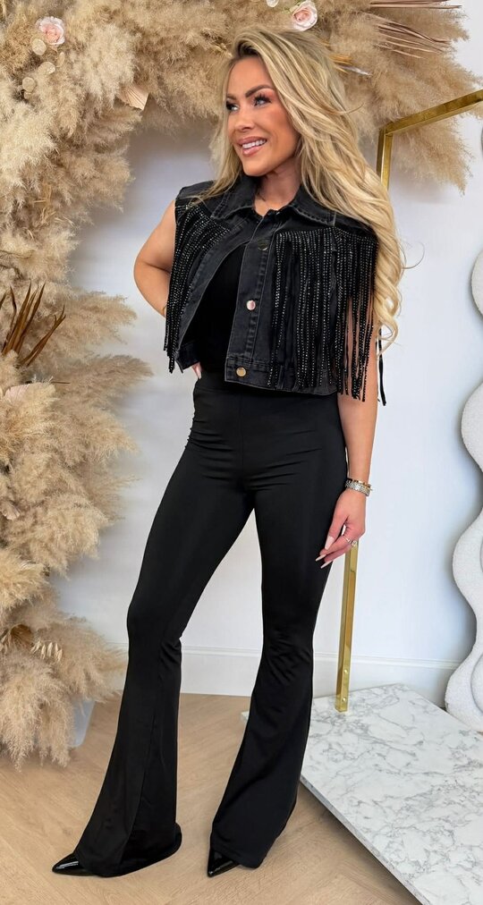 FRINGE DENIM GILET 745 BLACKCOATING