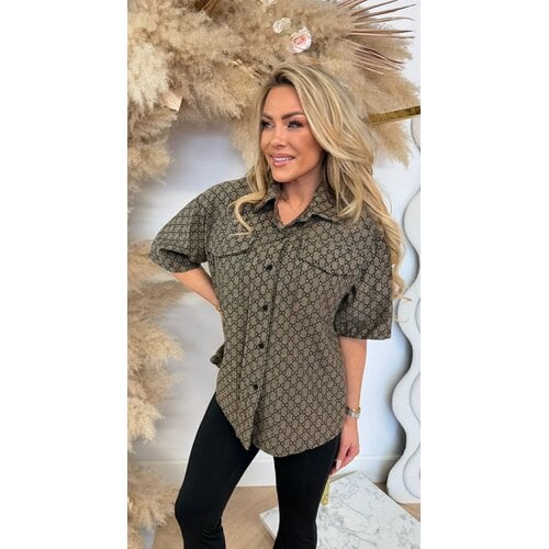 INSPIRED LOGO BLOUSE TAUPE