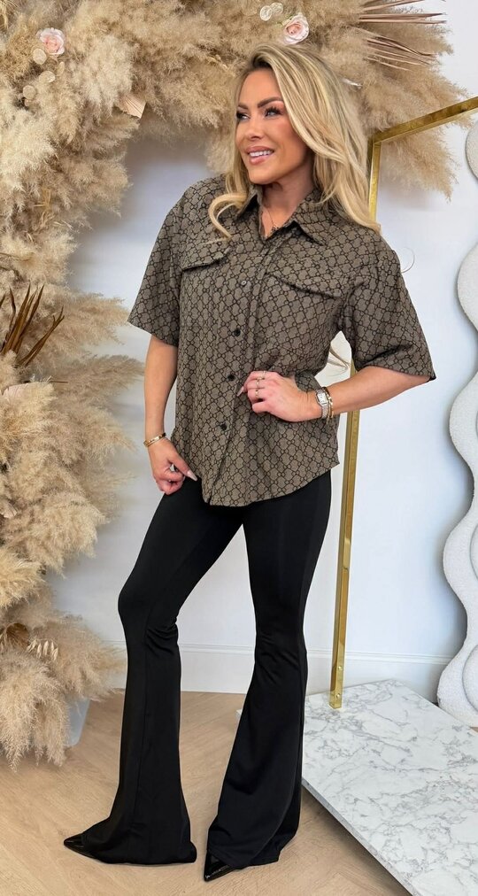 INSPIRED LOGO BLOUSE TAUPE INSPIRED LOGO BLOUSE TAUPE