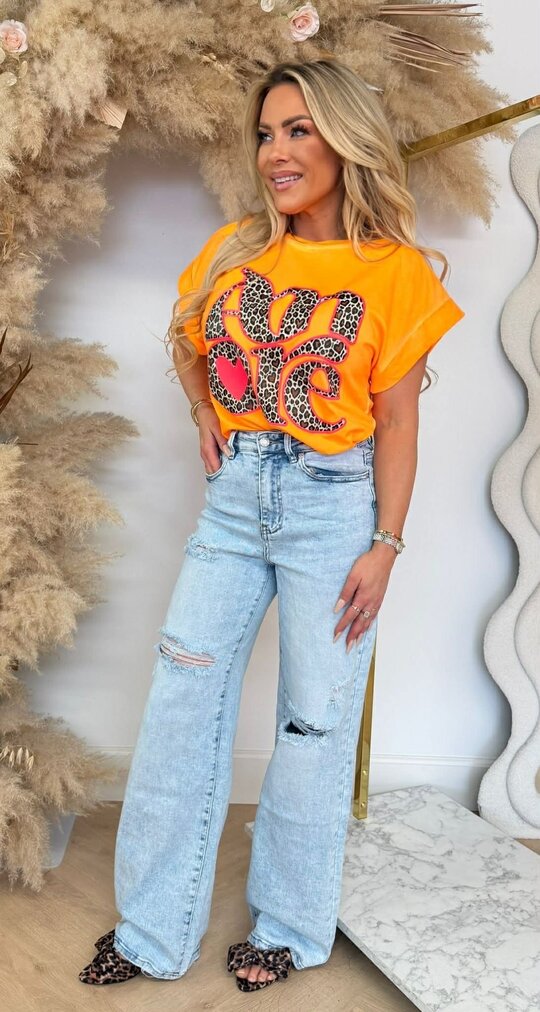 AMOUR NEON LEO TEKST TEE 690010-52 NEONORANGE