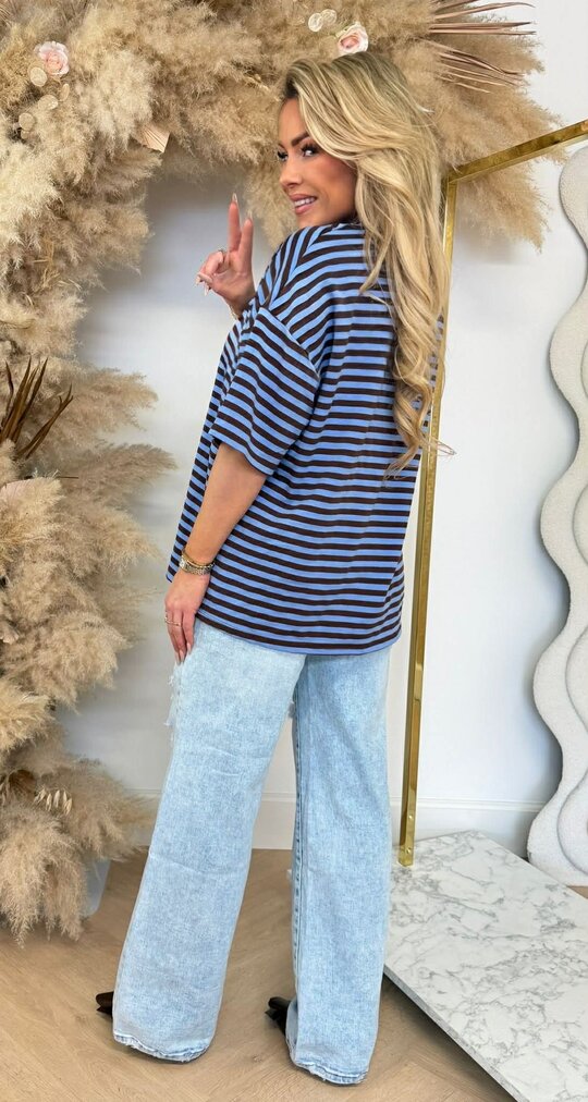 PERFECT STRIPE TEE BLUE/CHOCO