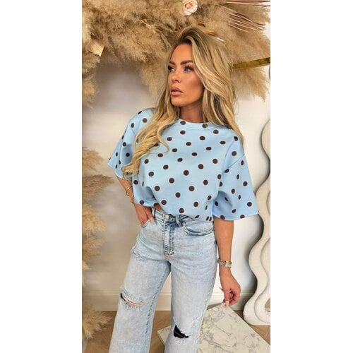 DOTTY CROPPED TOP BLUE