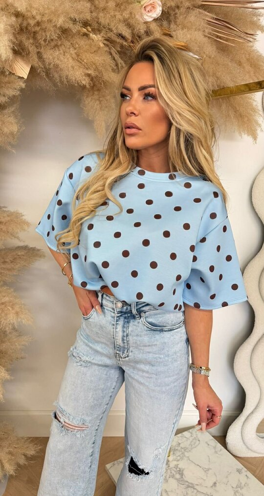DOTTY CROPPED TOP BLUE