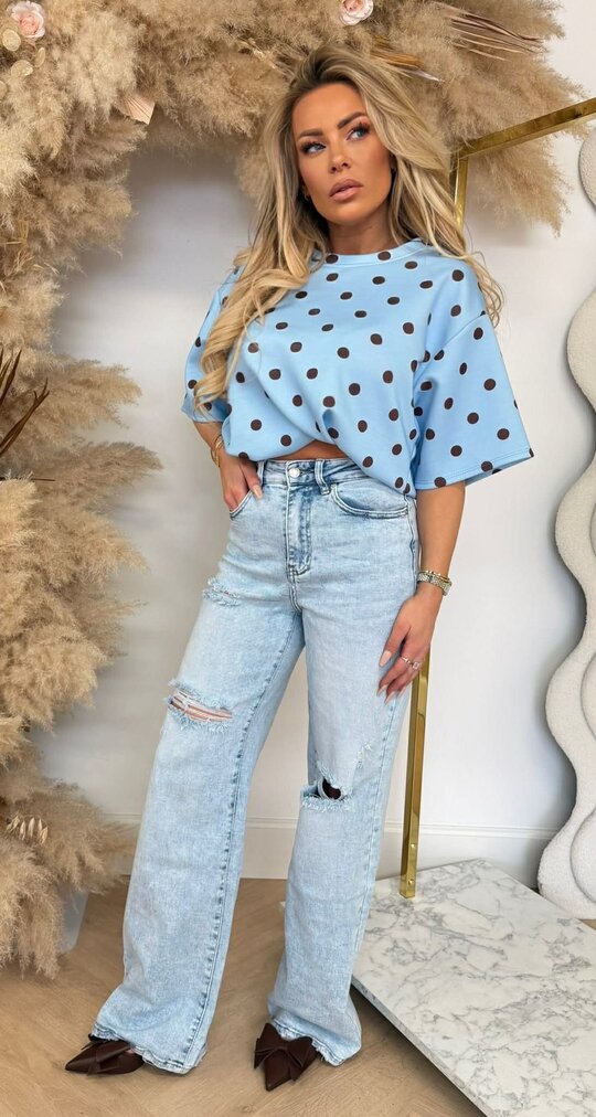 DOTTY CROPPED TOP BLUE