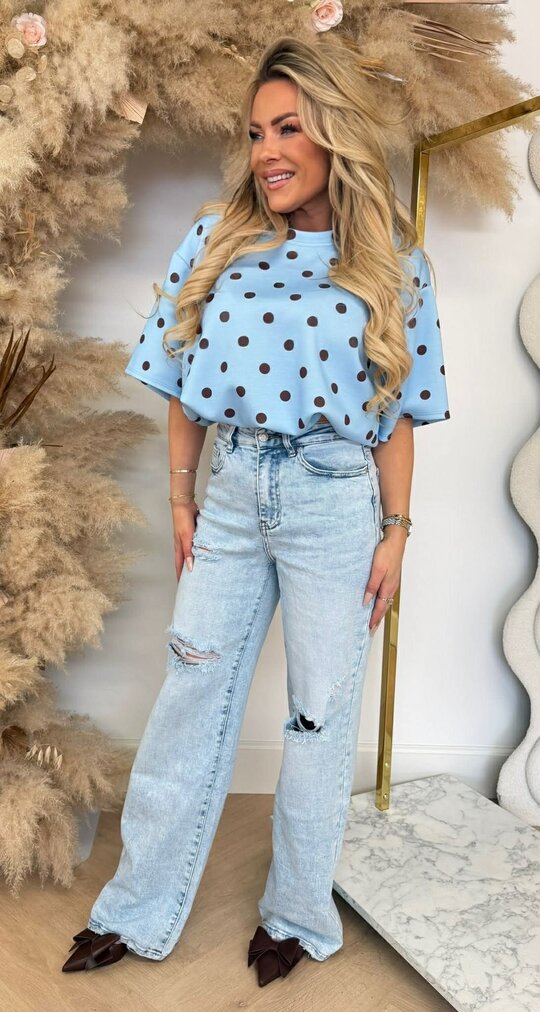 DOTTY CROPPED TOP BLUE