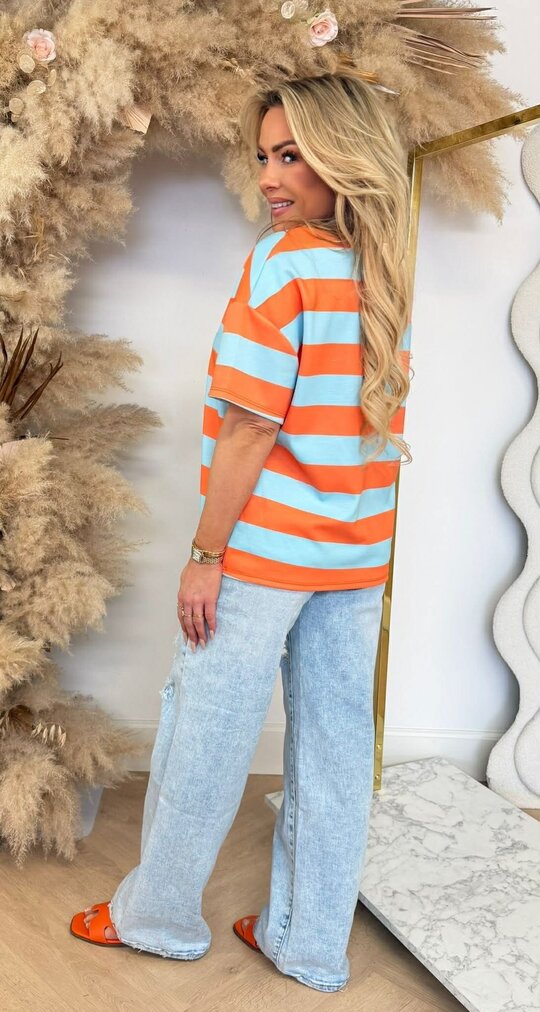 FORCY STRIPE TEE MINT/ORANGE