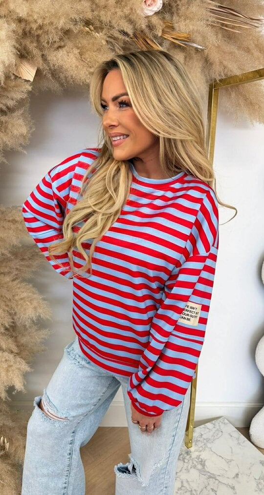 STREEP PATCH PERFECT LONGSLEEVE BLUE/RED