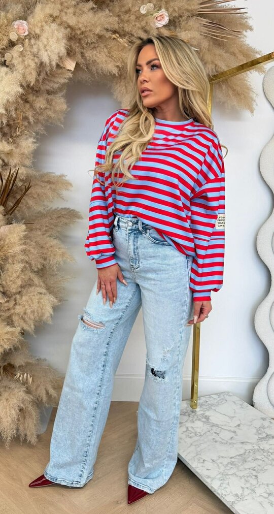 STREEP PATCH PERFECT LONGSLEEVE BLUE/RED