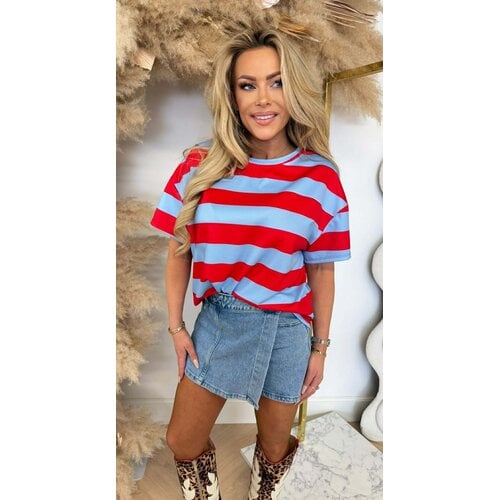 FORCY STRIPE TEE BLUE/RED