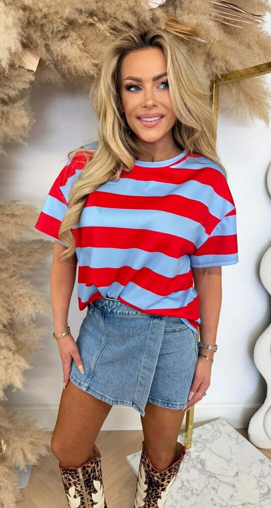 FORCY STRIPE TEE BLUE/RED