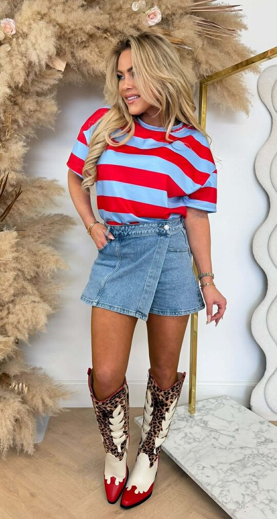 FORCY STRIPE TEE BLUE/RED