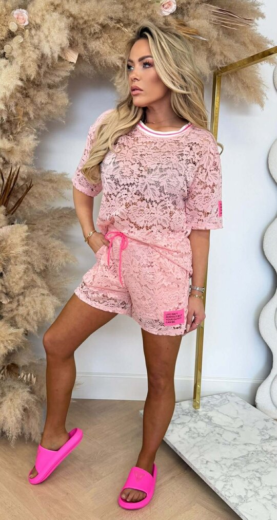 LACE LIFE EMBLEEM SET PINK