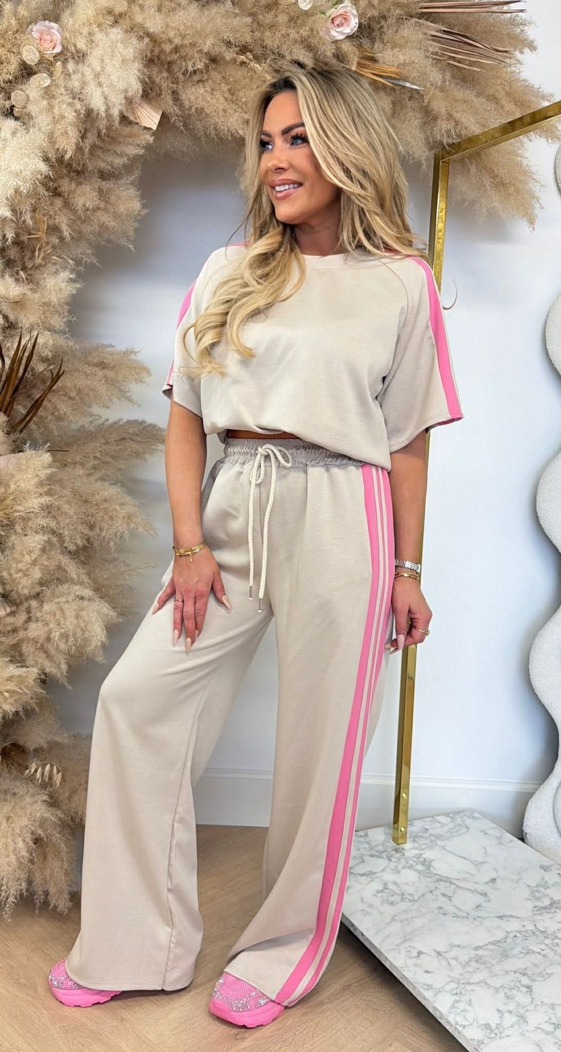 LINDY STRIPE SET BEIGE