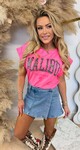 MALIBU LEOPARD TEKST SHIRT 690010-137 NEONPINK