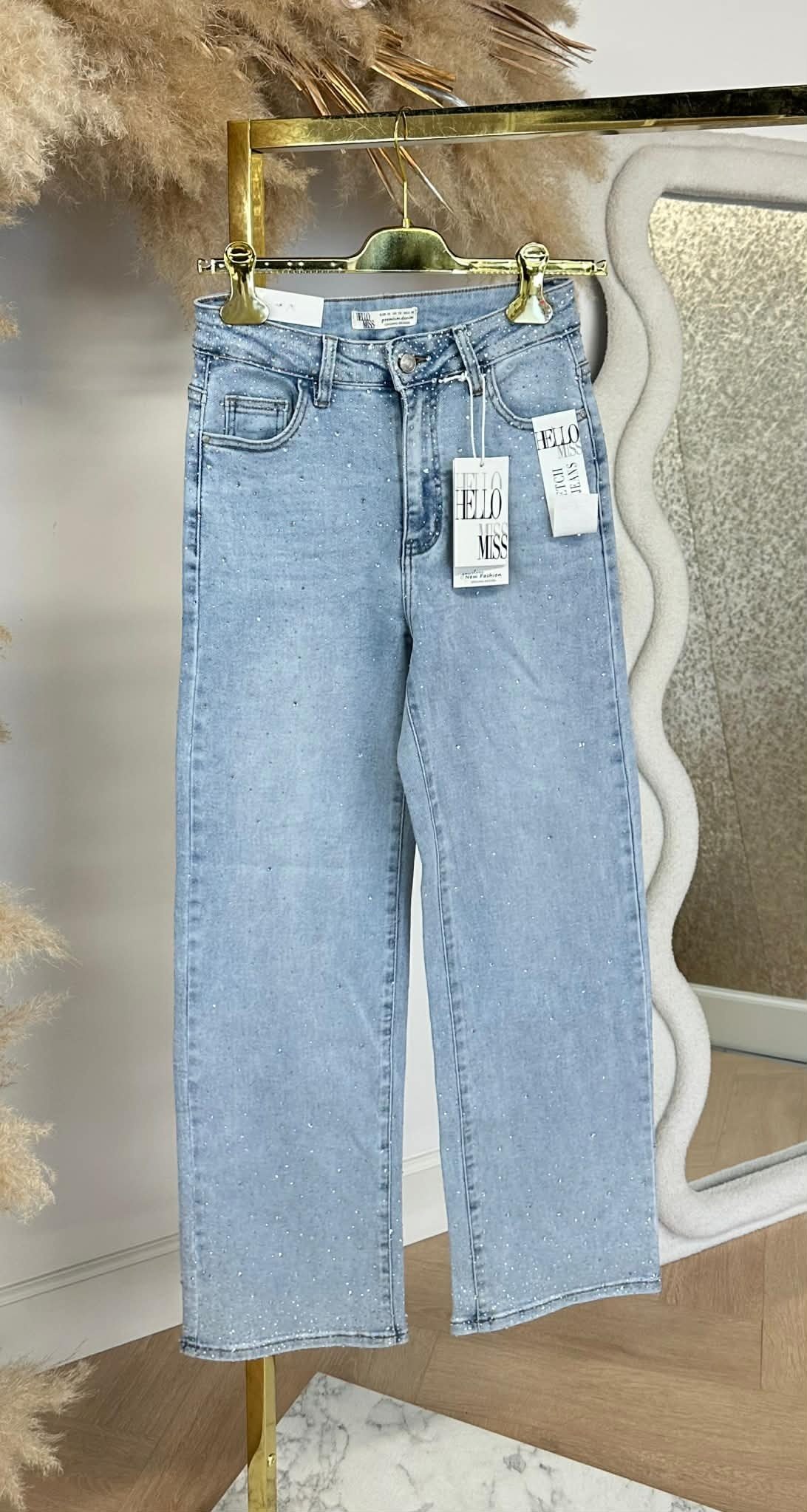 WIDE LEG GLITTER JEANS 880-9 LIGHTDENIM